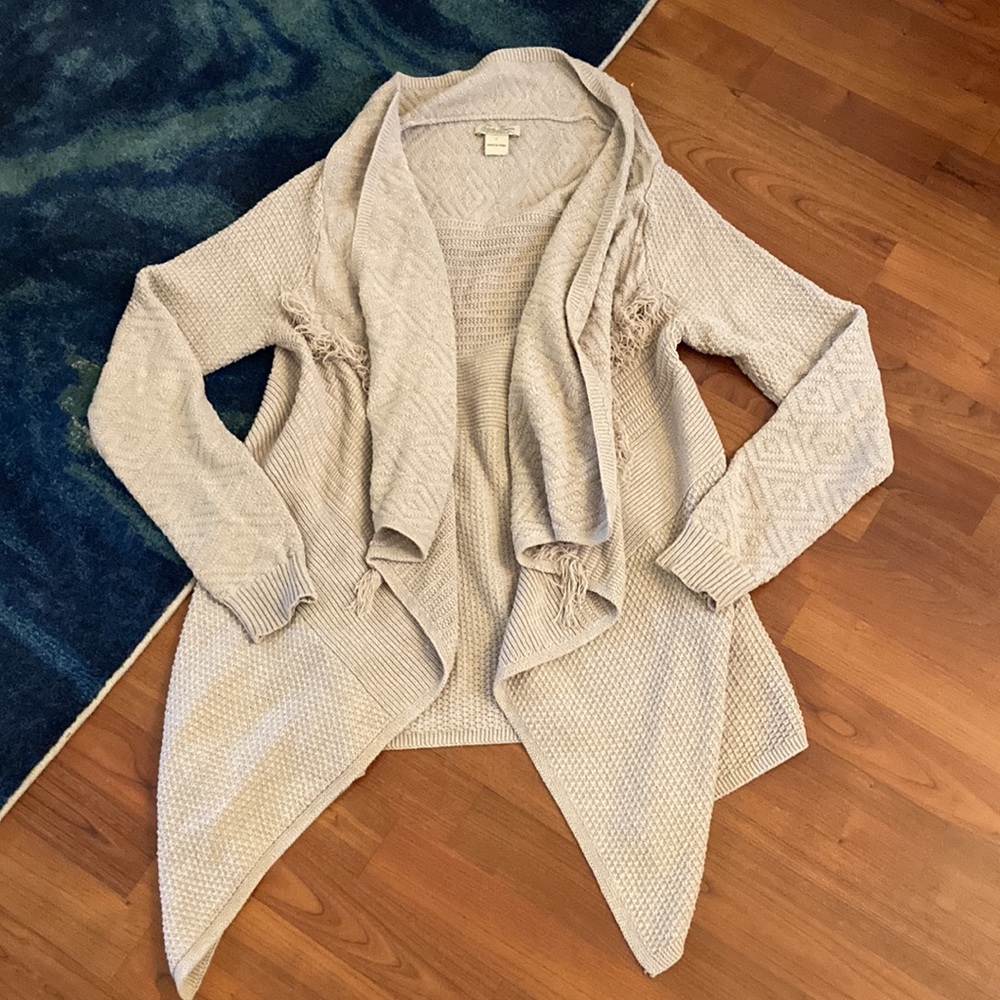 Lucky brand taupe open front cardigan